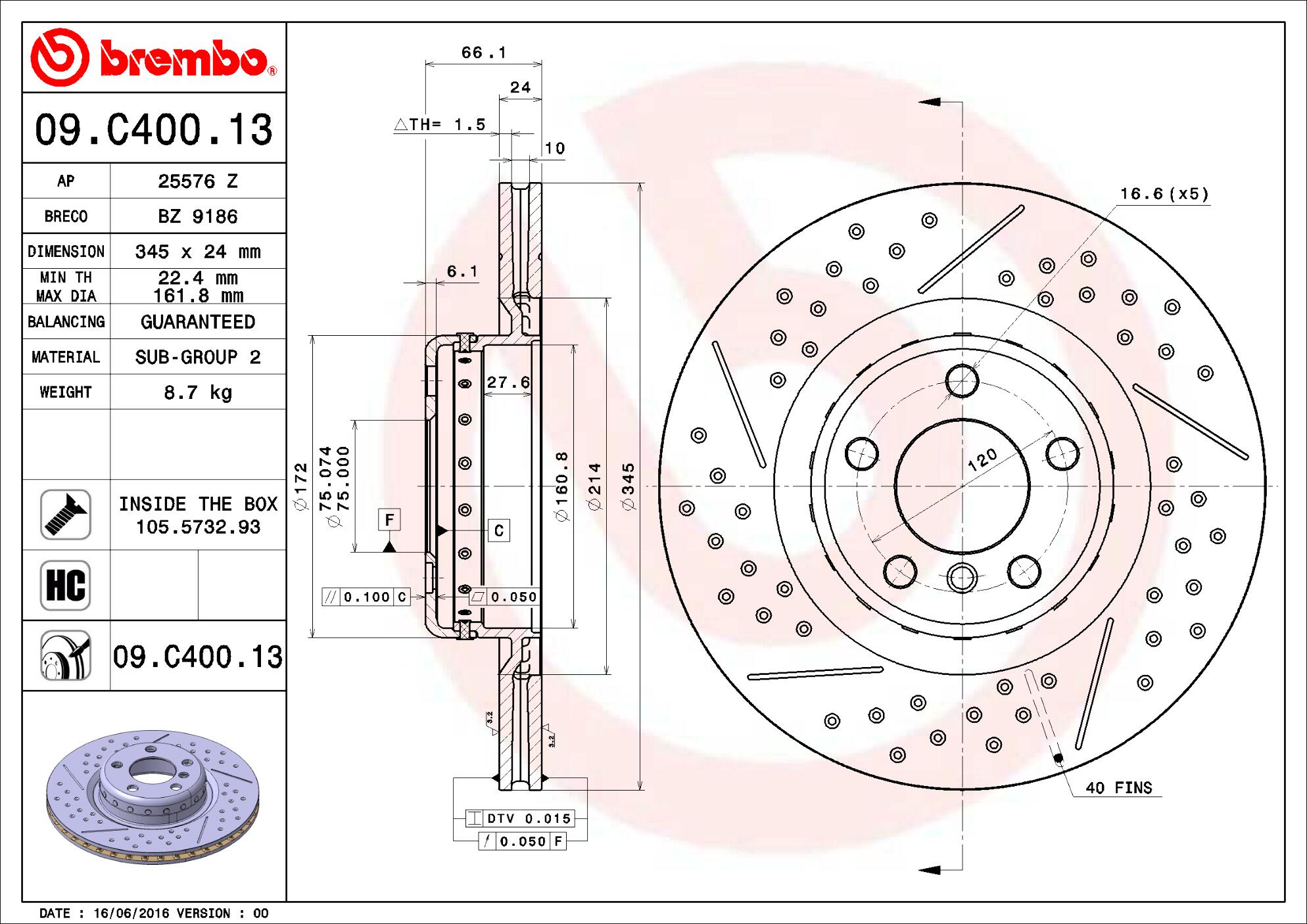 BMW Brembo Disc Brake Rotor - Rear (345mm) 34206797598